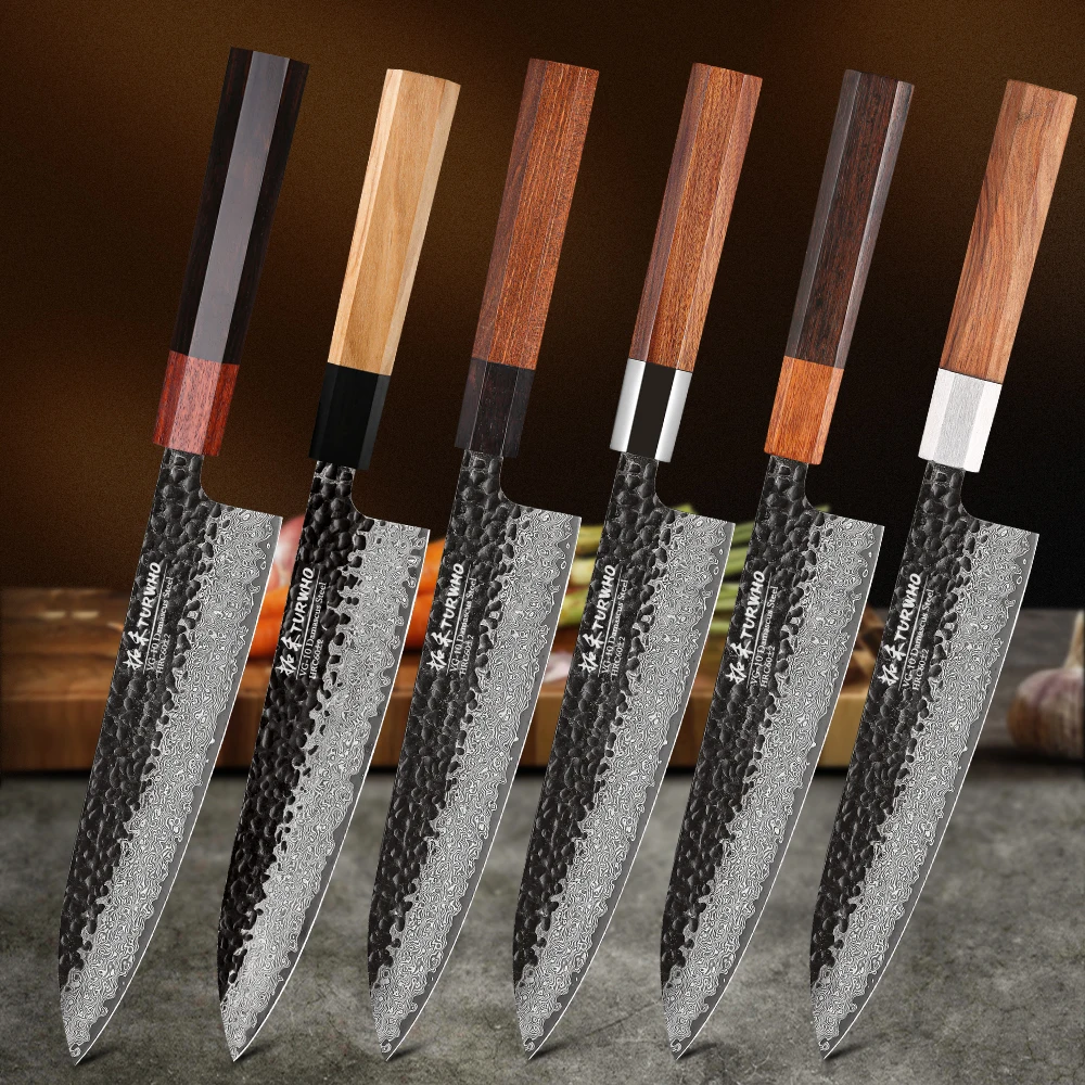 

TURWHO 8-inch Hand Forged Japanese Chef Knife Damascus Steel Kitchen Knives Handmade Cleaver Slicing Meat Utility Cooking Tools