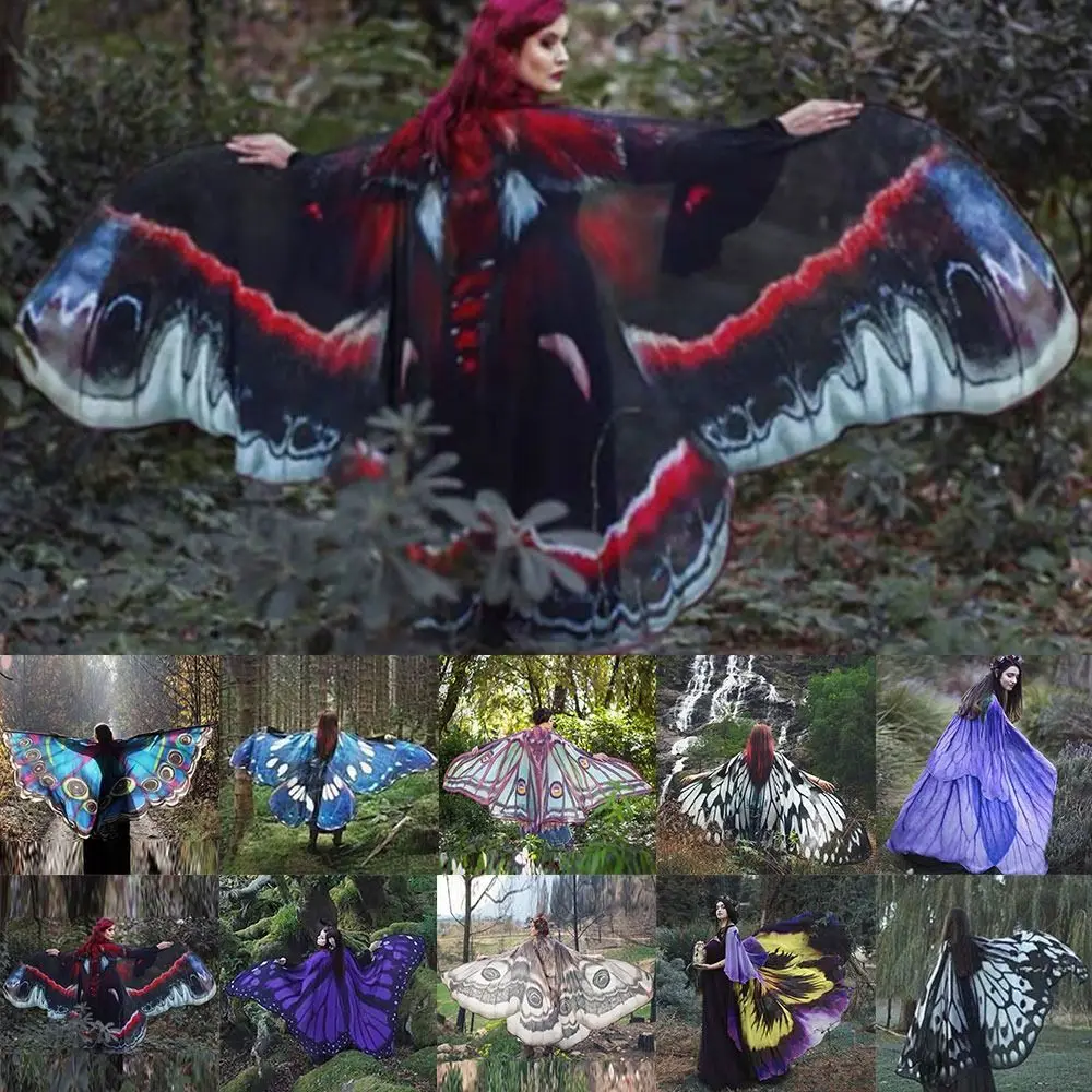 

Женская накидка с крыльями бабочки, новые аксессуары для косплея, Женский костюм на Хэллоуин, регулируемый ремешок, шаль-бабочка, накидка для взрослых