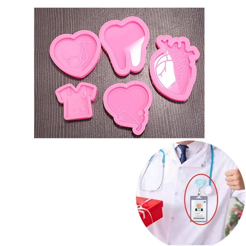 

5Pcs Nurse Listing Resin Silicone Mould Epoxy Casting Mould for Nurse Doctor Student Office School Hospital