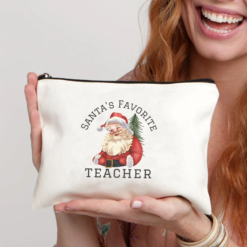 Santa's Favorite Teacher Cosmetic Pouch Xams Merry Christmas Ornament Bag New Year Gift for Teachers Travel Makeup Brush Clutch
Santa's Favorite Teacher Cosmetic Pouch Xams Merry Christmas Ornament Bag New Year Gift for Teachers Travel Makeup Brush Clutch