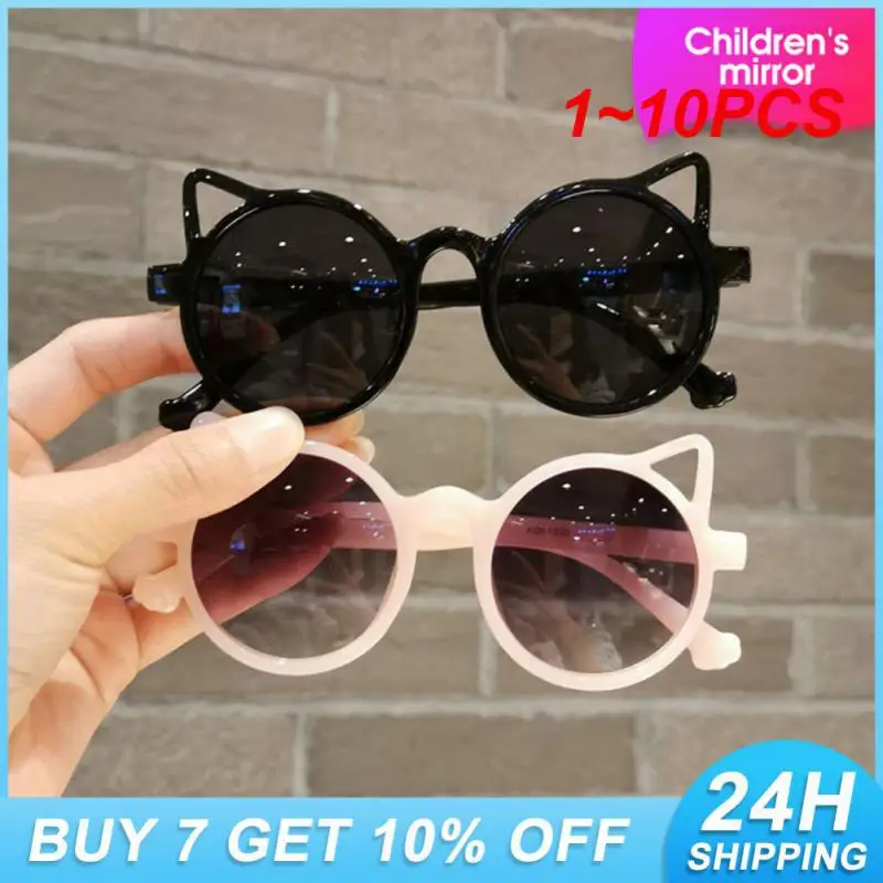 

1~10PCS Cat Ear Sunglasses Trendy Adorable Baby Round Eyeglasses Cute Cartoon Eyewear For Children Must-have Children Glasses