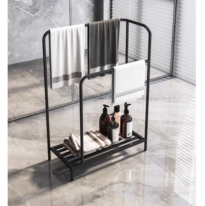 

Nordic Perforation-free floor towel rack Bathroom shelving Light luxury bathroom storage bath towel rack