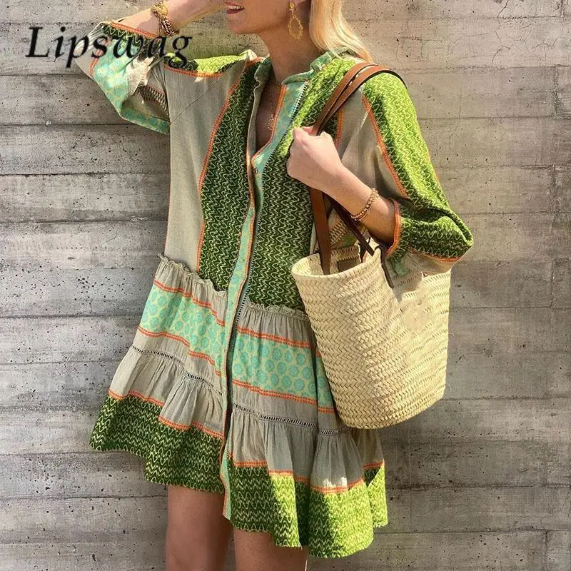 Autumn 3/4 Lantern Sleeve Mini Dress Vintage Bohemian Print Pleated A-Line Party Dress Ladies Spring V-Neck Button Shirt Dress
Autumn 3/4 Lantern Sleeve Mini Dress Vintage Bohemian Print Pleated A-Line Party Dress Ladies Spring V-Neck Button Shirt Dress