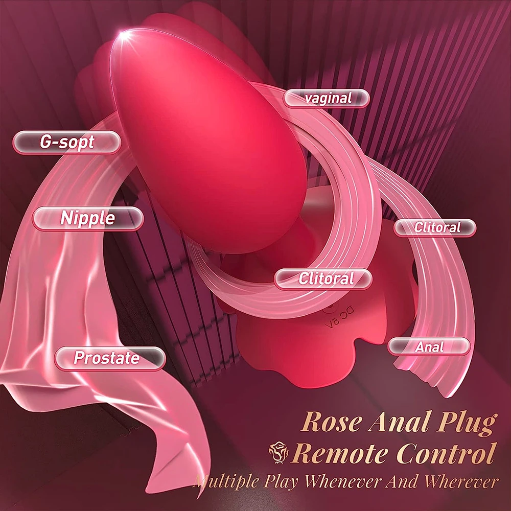 Rose Anal Plug 360° Rotation Vibrator Prostate Massage Butt Plug Vaginal Stimulator Wireless Remote Control Sex Toys For Women Rose Anal Plug 360° Rotation Vibrator Prostate Massage Butt Plug Vaginal Stimulator Wireless Remote Control Sex Toys For Women