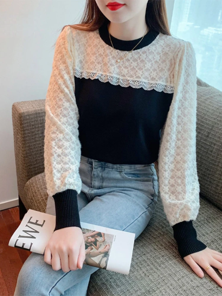 Fashion Patchwork Lace T-shirt Women New High-quality Long Sleeve Slim O-collar All-match Pullover Lady Comfortable Top N321
Fashion Patchwork Lace T-shirt Women New High-quality Long Sleeve Slim O-collar All-match Pullover Lady Comfortable Top N321