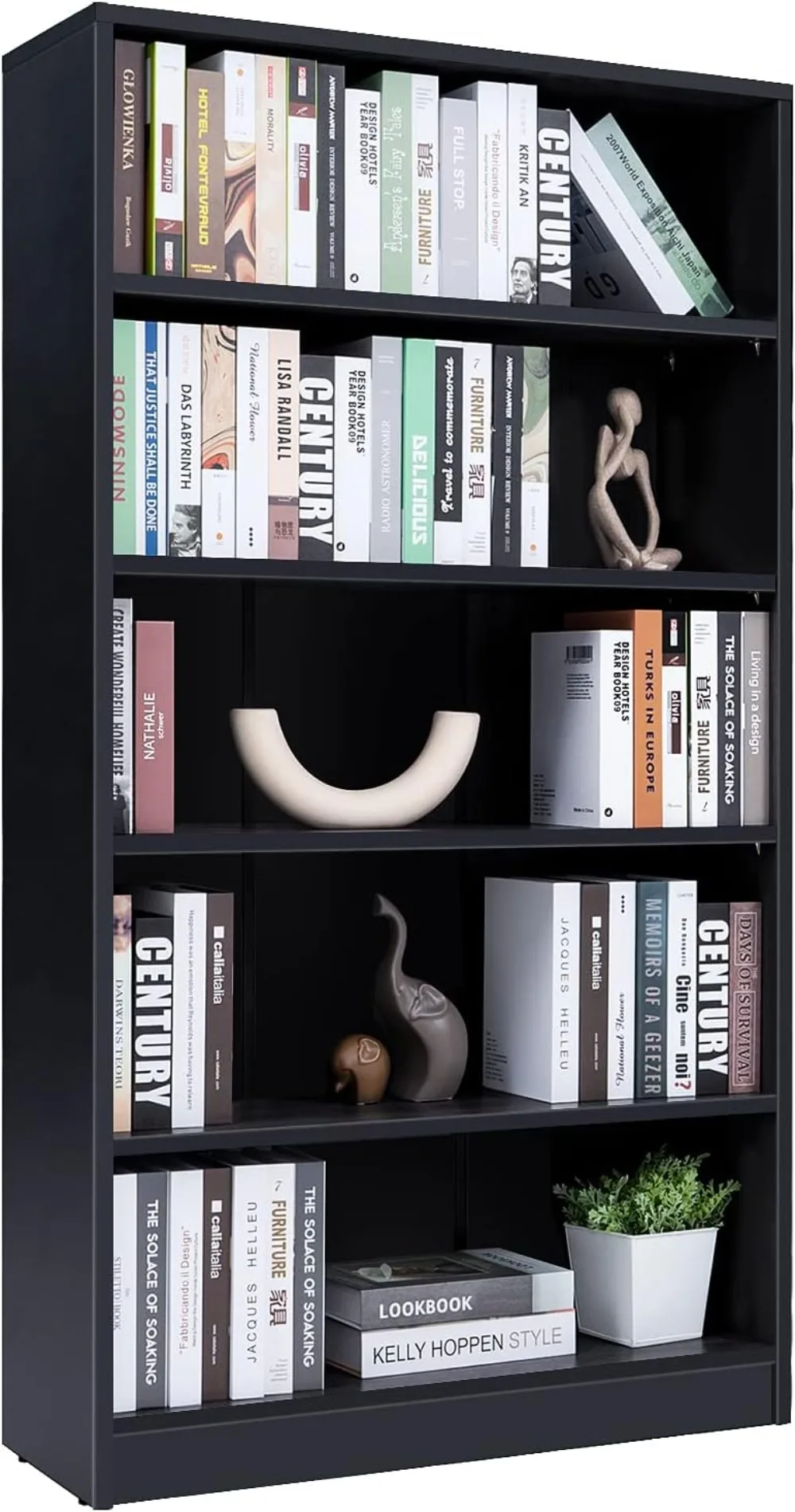 

5-Shelf Wood Bookcase Freestanding Display Bookshelf for Home Office School (White,11.6" Depth*33" Width*59.8" Height)