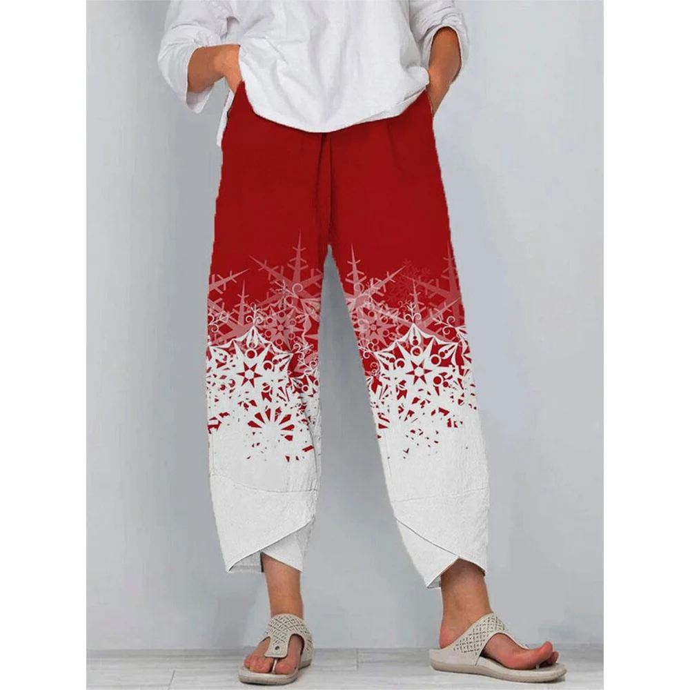 CLOOCL Autumn Baggy Pants Snowflake Print Fitness Trousers Elastic Waist Wide Leg Pants Two-pocket Pants Christmas Lady Slacks
CLOOCL Autumn Baggy Pants Snowflake Print Fitness Trousers Elastic Waist Wide Leg Pants Two-pocket Pants Christmas Lady Slacks
