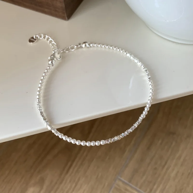 

PANJBJ 925 Sterling Silver Beaded Bracelet for Women Girl Korean Exquisite Fashion Concise Jewelry Birthday Gift Dropshipping