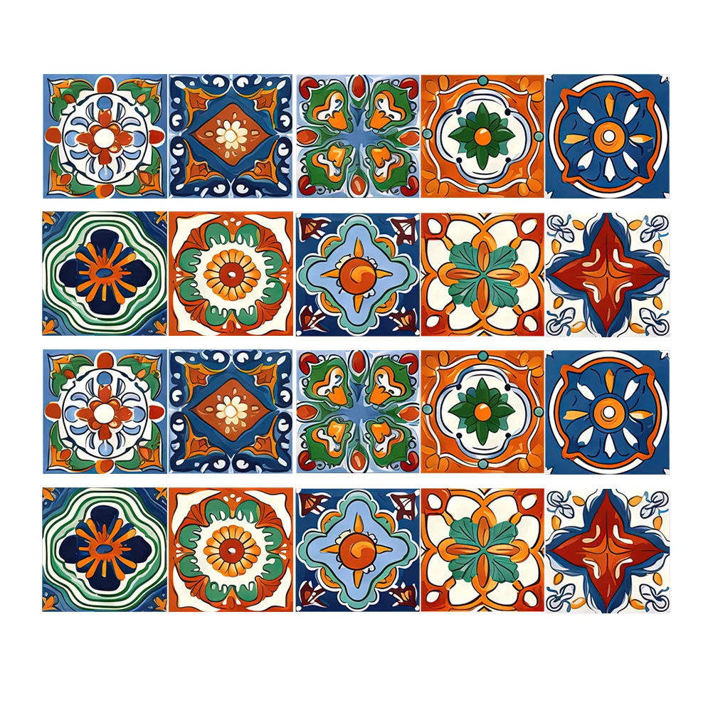 

20 Pcs Stickers Moroccan Morocco Style Tile For Bathroom Household Wall Paste Decals Peel And Home Supplies