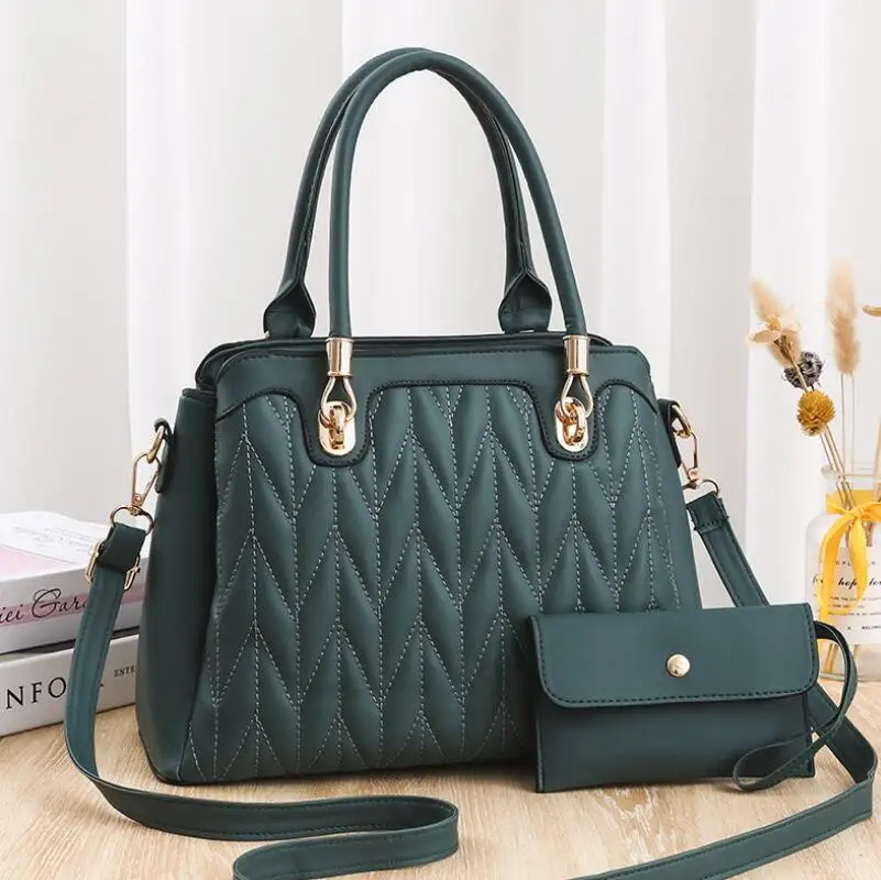 

2021 Summer New Two-Piece Womens Bags Thread Rhombus Fashion Tote Handbag Large Capacity Ladies Shoulder Messenger Bag Purse