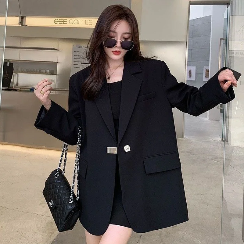 2023 Spring Autumn Women's Blazer Coat Korean Casual Back Split Suit Jacket Metal Buckle Loose Long Sleeve Outerwear
2023 Spring Autumn Women's Blazer Coat Korean Casual Back Split Suit Jacket Metal Buckle Loose Long Sleeve Outerwear