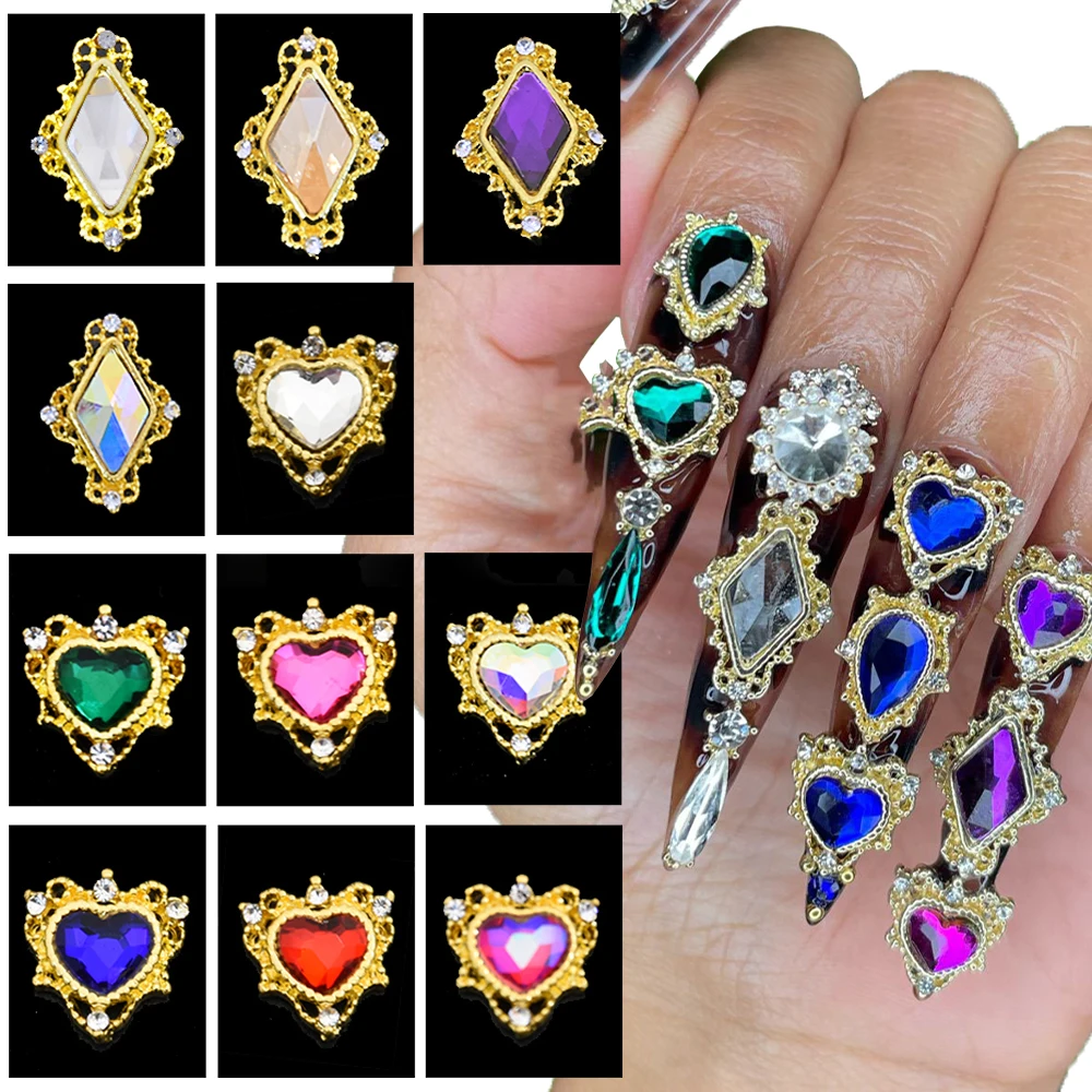 10pcs Luxury Shinny Nail Rhinestones Rhombus/Heart Shaped Alloy Nail Decoration Charms Crystal Gems Stone Manicure Accessories 
10pcs Luxury Shinny Nail Rhinestones Rhombus/Heart Shaped Alloy Nail Decoration Charms Crystal Gems Stone Manicure Accessories