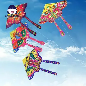 중형 다채로운 나비 스타일 전통 나비 연, 접이식 연 레크리에이션 야외 장난감, 어린이용 랜덤 연 장난감, 90cm