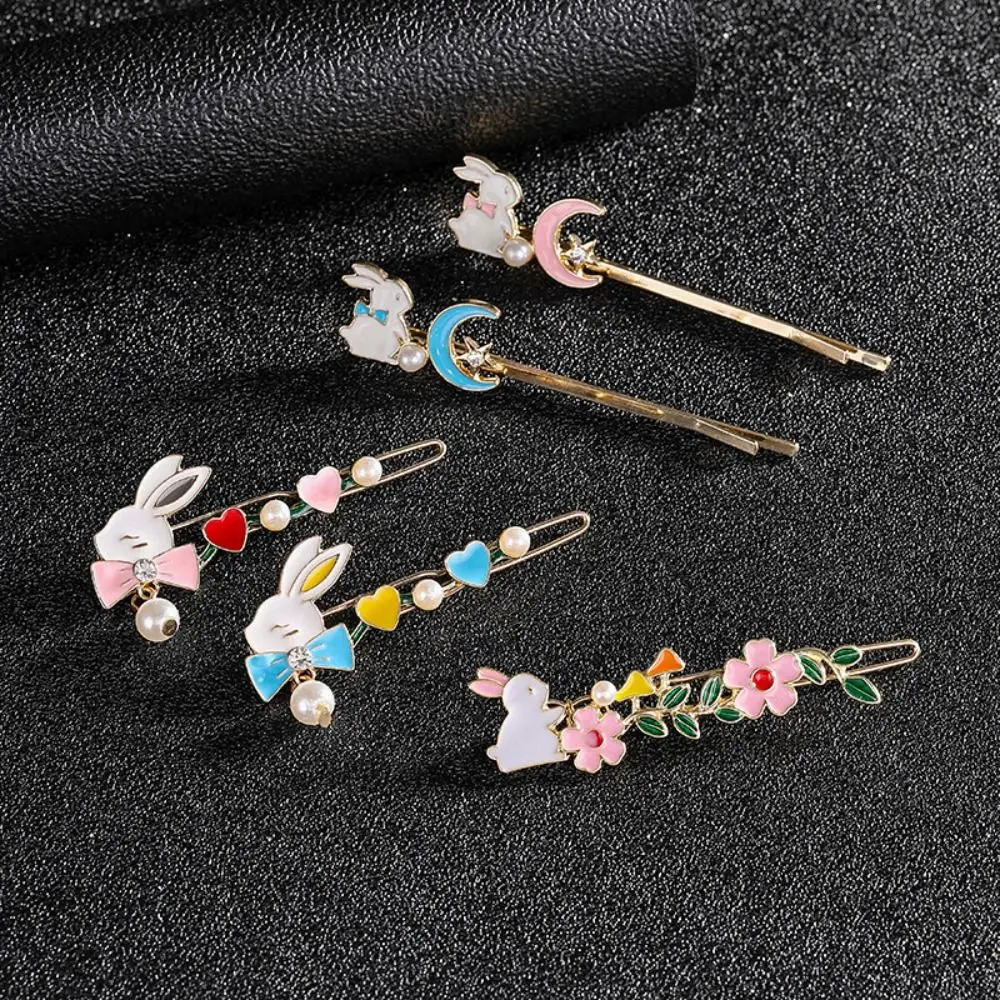 

Y2k Metal Hair Clip Hair Decoration Korean Style Flower Rabbit Barrettes Moon Headdress Cute Hairpin Girls