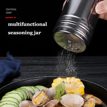 스테인리스 스틸 트위스트 뚜껑 향신료 셰이커, 소금 설탕 후추 셰이커, 다목적 주방 도구, 2 개 상품 이미지