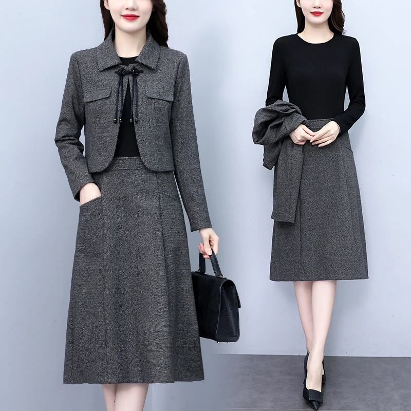 

Fashion Design Костюм С Юбкой Slim Fit Trajes De Mujer Conjunto 2 Piezas Elegantes Mainland China Autumn New Style Skirt Suits