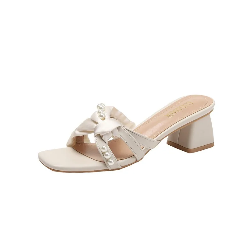 2024 Summer Women 5cm Chunky High Heels Pumps Satin Pearl Butterfly Knots Slippers Party Elegant Valentine Wedding Bride Shoes
2024 Summer Women 5cm Chunky High Heels Pumps Satin Pearl Butterfly Knots Slippers Party Elegant Valentine Wedding Bride Shoes