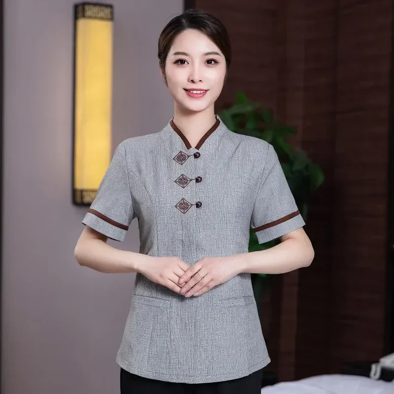 

Uniform Cleaner Sleeve Canteen Work Wear Hotel Clothing Short Aunt Restaurant Sanitary Cleaning