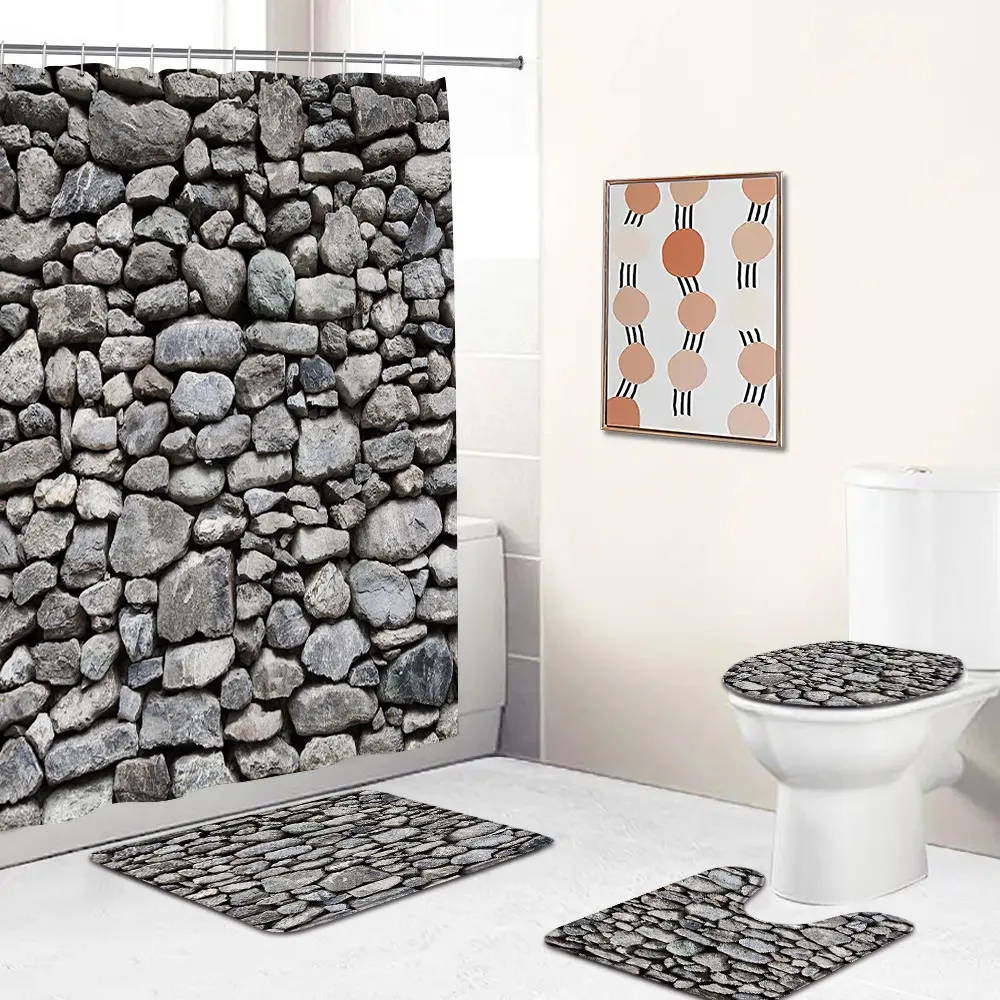 Brick Wall Stone Wall Bath Curtain Set Vintage Stones Art Aesthetic Bathroom Decoration Retro Non-slip Bath Mat Toilet Lid Cover
Brick Wall Stone Wall Bath Curtain Set Vintage Stones Art Aesthetic Bathroom Decoration Retro Non-slip Bath Mat Toilet Lid Cover