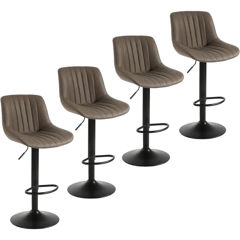 

Bar Stools Set of 4, Swivel Counter Height Barstools with Back, Adjustable PU Leather Bar Chairs, Modern Armless Kitchen