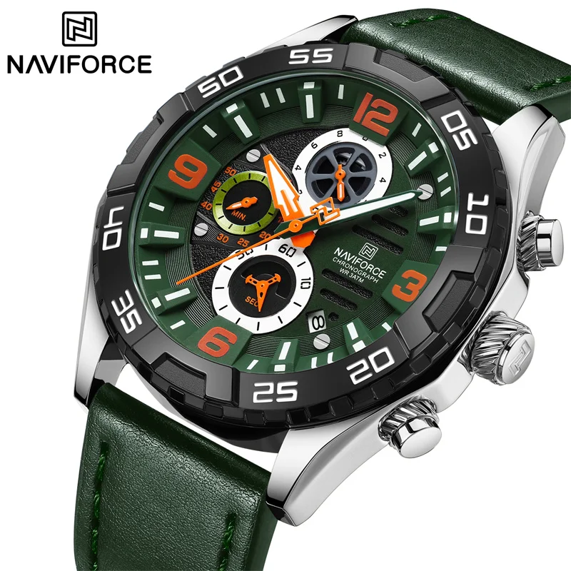 

NAVIFORCE Brand Original Men's Luxury Watch Leather Strap Male Quartz Wristwatch Fashion Sports Luminous Clock Relogio Masculino