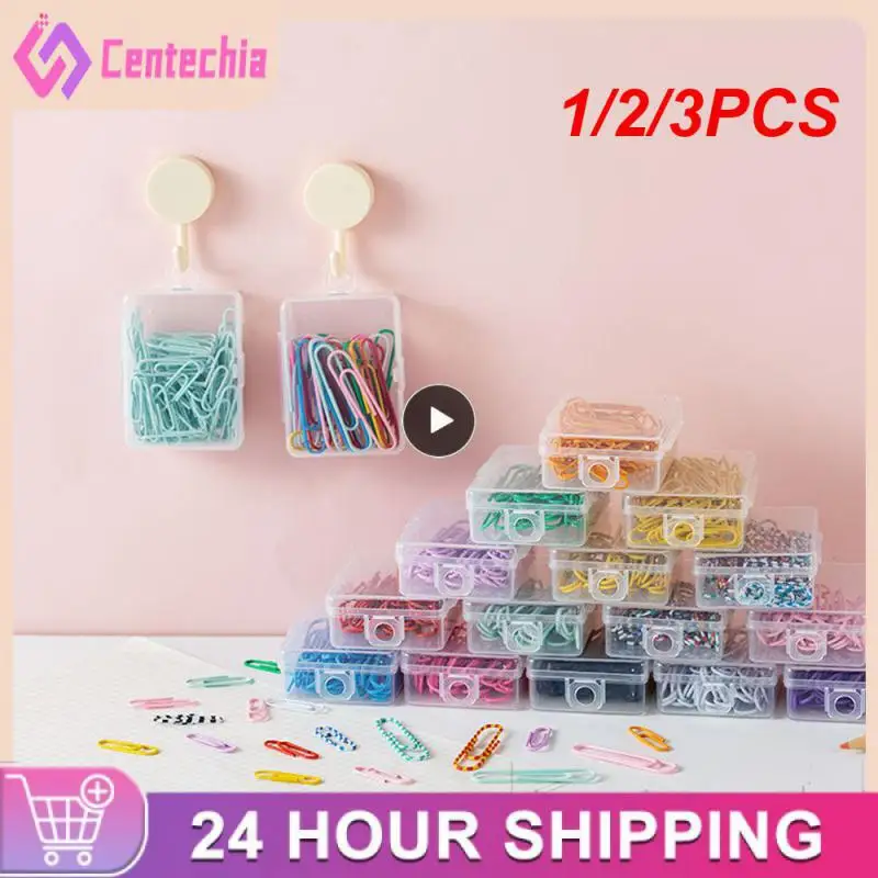 

1/2/3PCS Box Colored Paper Clip Metal Clips Memo Clip Bookmarks Stationery Office Accessories School Supplies Length 18mm/50mm