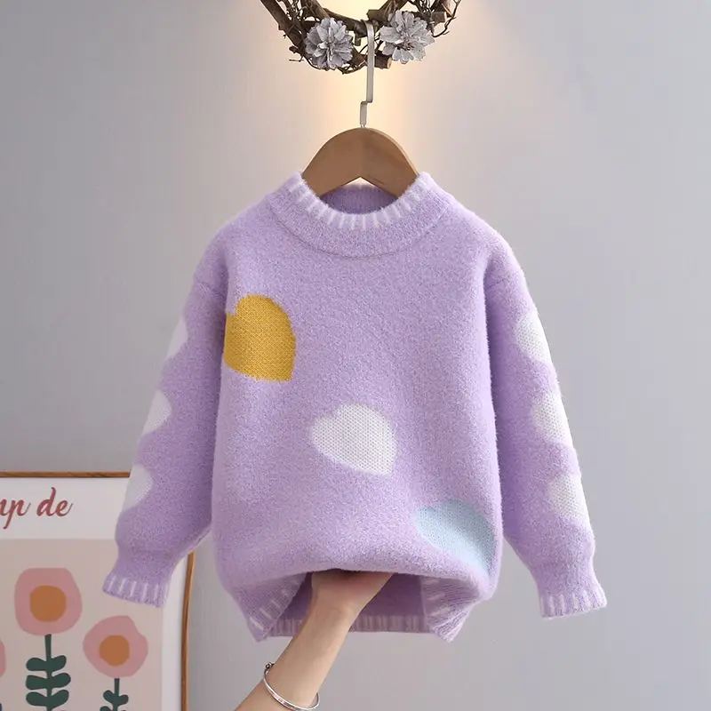 

Girls Sweater Wool Coat Kids Tops Knitting 2023 Newest Thicken Warm Winter Autumn Cottons High Quality Children's Clothing