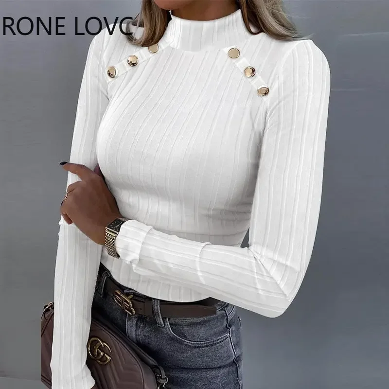 Женский шикарный однотонный вязаный Топ с длинным рукавом и ложным воротником 
Женский шикарный однотонный вязаный Топ с длинным рукавом и ложным воротником