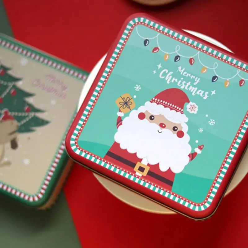 

Christmas Square Cookie Box Storage Tinplate Tins For Cookies Stylish And Cute Christmas Storage Containers For Candy Chocolate