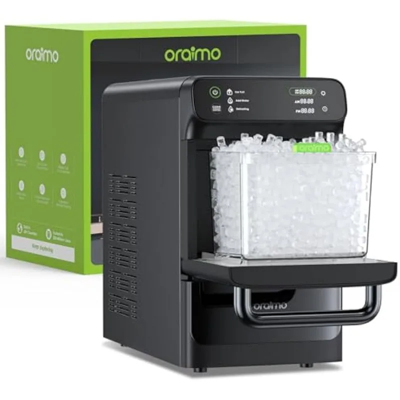 

Oraimo Nugget Ice Maker, Ice Makers Countertop, 33 lbs/Day, Time Preset on LED Display, Self-Cleaning