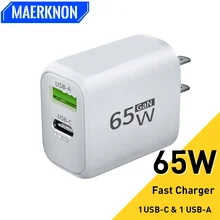 65W GaN Fast Charger USB C Charger Quick Charge 3.0 QC3.0 PD USB Type C Wall Phone Adapter For Samsung Xiaomi iPhone 15 14 Pro