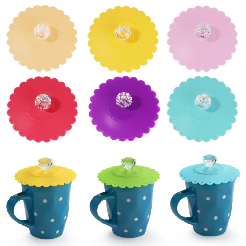 

Food Grade Cute Silicone Cup Cover Heat-Resistant Leak Proof Sealed Lids Cap Dustproof Suction Cover Tea Coffee Lid