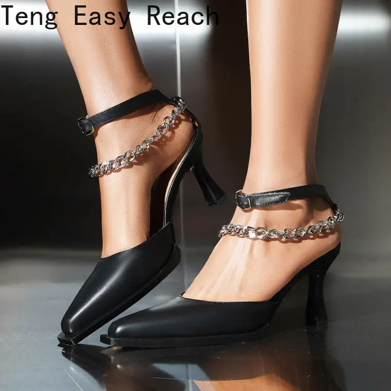 

2023 New Summer Fashion Ladies Square Toe Sandals Retro Black Baotou Stiletto Shoes Buckle Strap Ladies Slingback High Heels