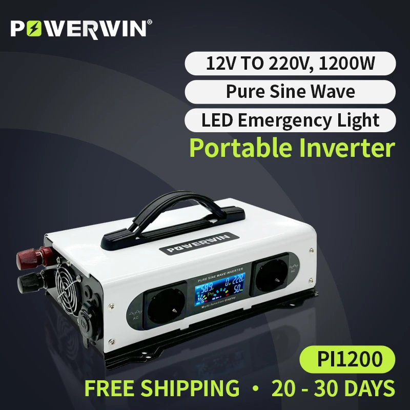 Портативный инвертор POWERWIN от 12 В до 220 В, 1200 Вт, розетка европейского стандарта, 12 В, два порта USB, ЖК-экран с соединительным шнуром для аккумулятора, чистая синусоида
Портативный инвертор POWERWIN от 12 В до 220 В, 1200 Вт, розетка европейского стандарта, 12 В, два порта USB, ЖК-экран с соединительным шнуром для аккумулятора, чистая синусоида