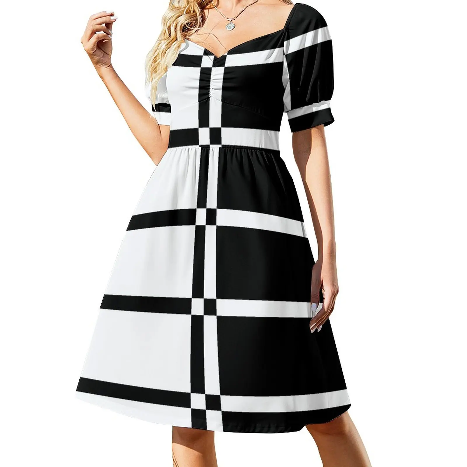 

Черно-белое двухцветное платье в стиле 60-х годов без рукавов, элегантные шикарные женские платья, акция, женский летний костюм, летнее платье