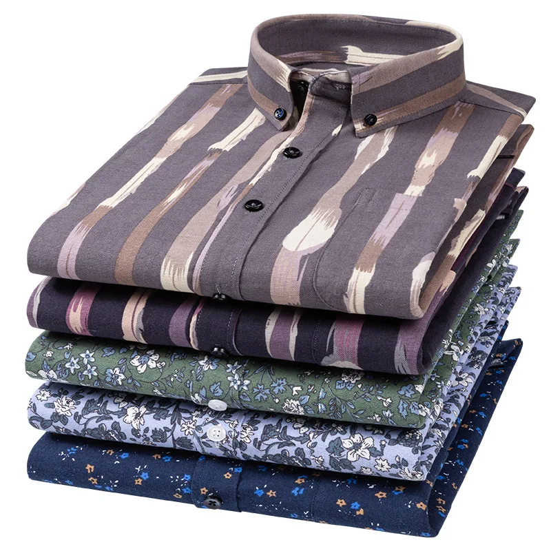 New Cotton Floral Shirt Men's Long-Sleeved Young and Middle-Aged Casual Printed Oxford Cotton Trend Stripes Shirt
New Cotton Floral Shirt Men's Long-Sleeved Young and Middle-Aged Casual Printed Oxford Cotton Trend Stripes Shirt