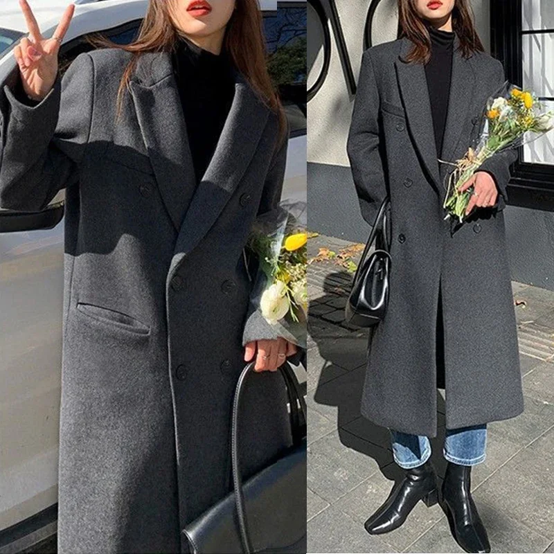Autumn and winter Korean high quality wool coat 2022 new women's classic retro double breasted loose fit medium length wool coat
Autumn and winter Korean high quality wool coat 2022 new women's classic retro double breasted loose fit medium length wool coat