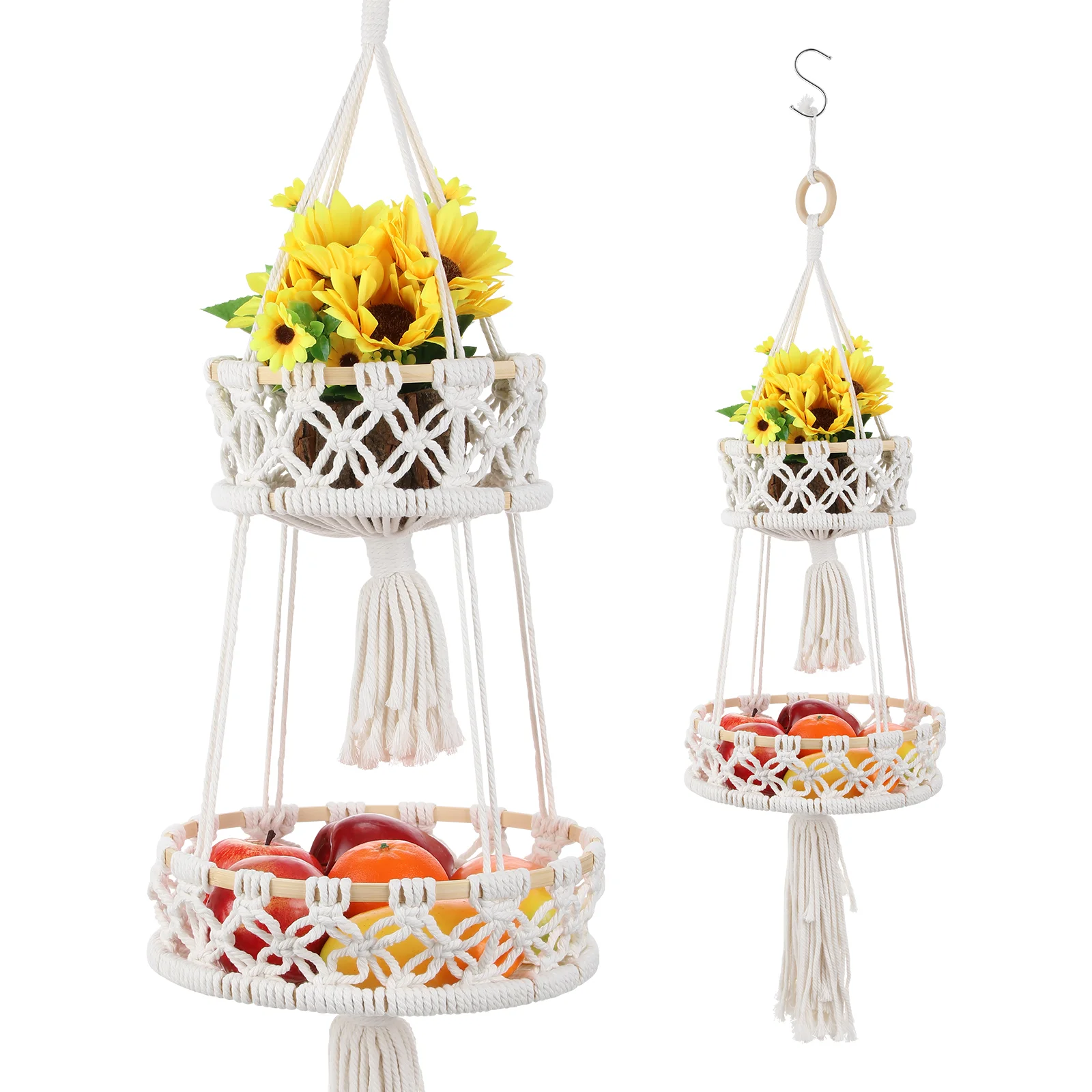 Alipis Macrame Plant Hanger Macrame Hanging Fruit Basket 2 Tier Woven Cotton Rope Storage Baskets Hanging Plant Holder
Alipis Macrame Plant Hanger Macrame Hanging Fruit Basket 2 Tier Woven Cotton Rope Storage Baskets Hanging Plant Holder