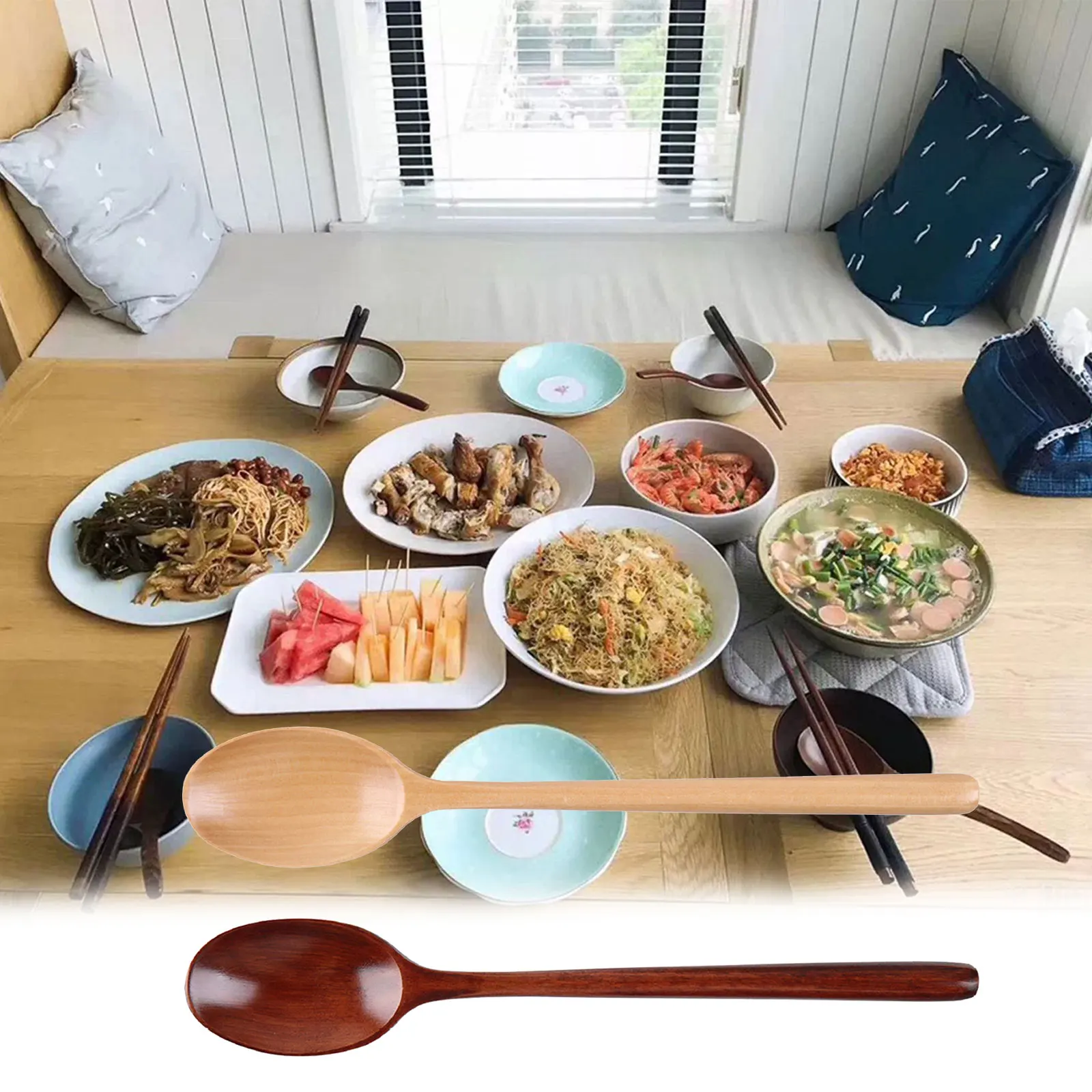 23cm Wooden Spoon with Long Handle Japanese Style Oval Serving Utensil for Soup Mixing Stirring Cooking Baking
23cm Wooden Spoon with Long Handle Japanese Style Oval Serving Utensil for Soup Mixing Stirring Cooking Baking