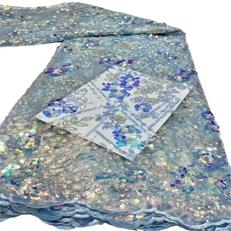 

Роскошная искусственная ткань для невесты, роскошные качественные свадебные ткани, французские нигерийские бусины с блестками, вышитые на тюле 5 ярдов