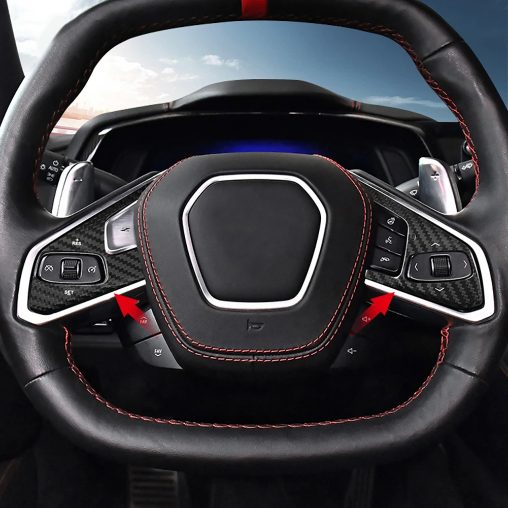 2X REAL Carbon Fiber Steering Wheel 3 Button Black Cover Trim For Corvette C8 20-23 Interior Carbon Fiber Decal Part
2X REAL Carbon Fiber Steering Wheel 3 Button Black Cover Trim For Corvette C8 20-23 Interior Carbon Fiber Decal Part