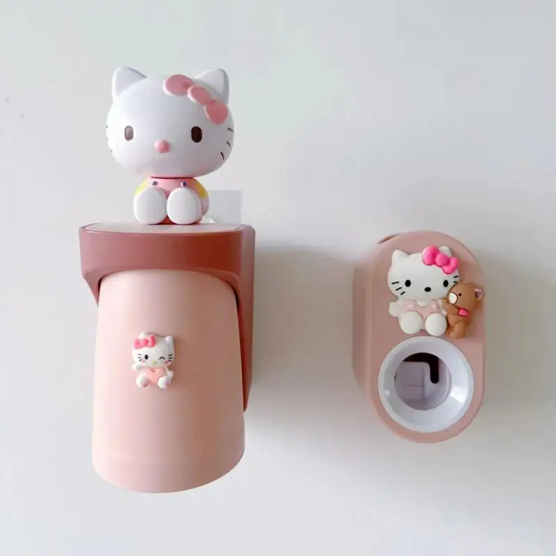 

Hello Kitty Sanrio Kawaii Storage Rack Anime Cute Cartoon New Toothbrush Cup Toothbrush Holder Wall Mounted Anti Fall Girl Toy