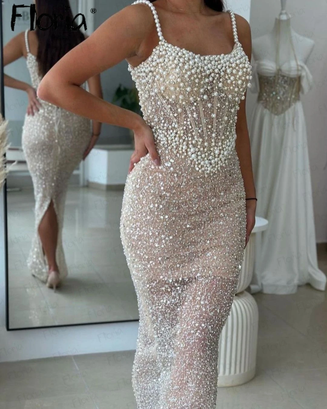 

Floria Pearls Engagement Dress Elegant Special Occasion Dresses Women 2023 Dinner Party Gowns Arabic Robes De Soirée Customized