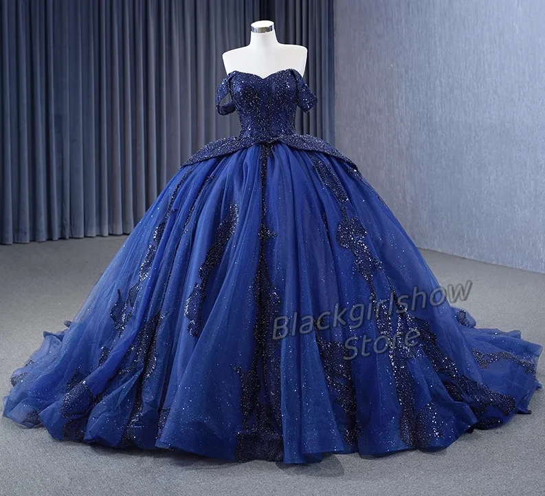 

Sparkling Vestidos De 15 años 2024 Blue Sheath Luxurious Elegant Crystal Applique Ruffle Wedding Dress فساتين Quinceanera