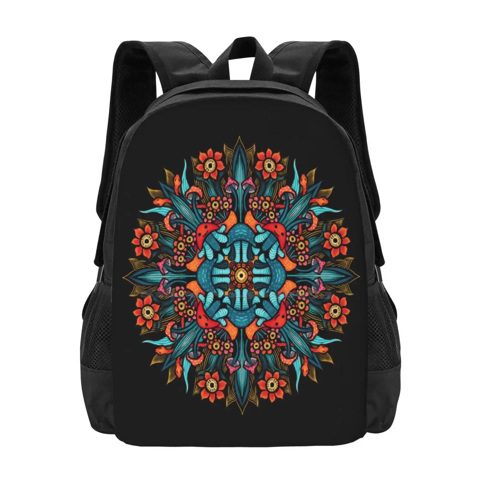 

Trippy Hippie Psychedelic Colorful Mandala With Mushrooms Bag Backpack For Men Women Girls Teenage Colorful Hippy Acid Hippie