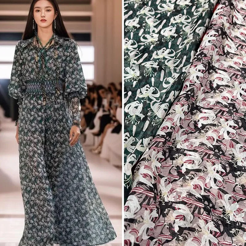 Europe And America Fashion Lily Flower Printed Natural Silk Chiffon Fabric For Women Dress Blouse Handmade DIY Cloth Sewing
Europe And America Fashion Lily Flower Printed Natural Silk Chiffon Fabric For Women Dress Blouse Handmade DIY Cloth Sewing