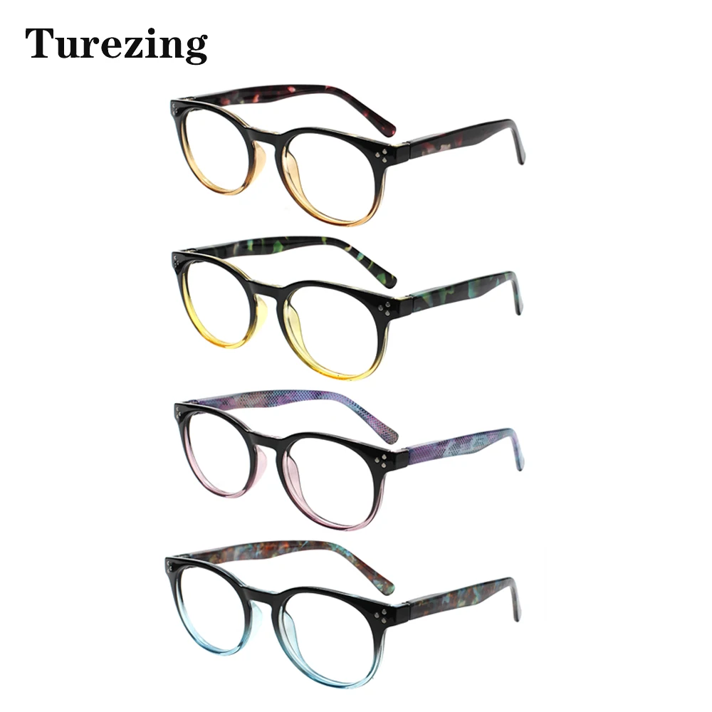 

TUREZING, антибликовые очки для чтения для женщин, круглые Модные прозрачные линзы, металлические зеркальные очки для мужчин по рецепту
