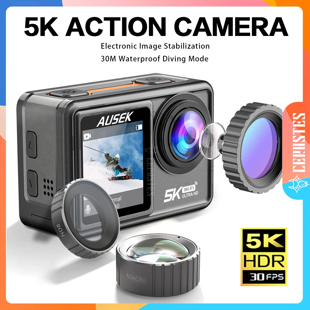CERASTES Action Camera 5K 4K 60FPS EIS Interchangeable Lens 48MP Zoom Electronic Stabilizer Camera WiFi Action Camera for Vlog
CERASTES Action Camera 5K 4K 60FPS EIS Interchangeable Lens 48MP Zoom Electronic Stabilizer Camera WiFi Action Camera for Vlog