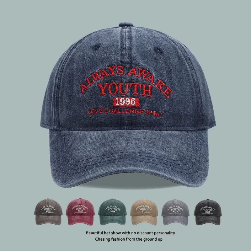 

Washed-out Vintage Soft Peaked Cap Men and Women Couple Sun Protection Sun Hat Wide Brim Embroidered Letter Baseball Cap