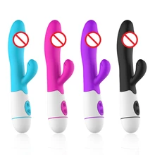 30 Speed Rechargeable Handheld Silicone Adult Clit Clitoral Clitoris Sex Toy G Spot Dual Motor Rabbit Vibrator for Women Female